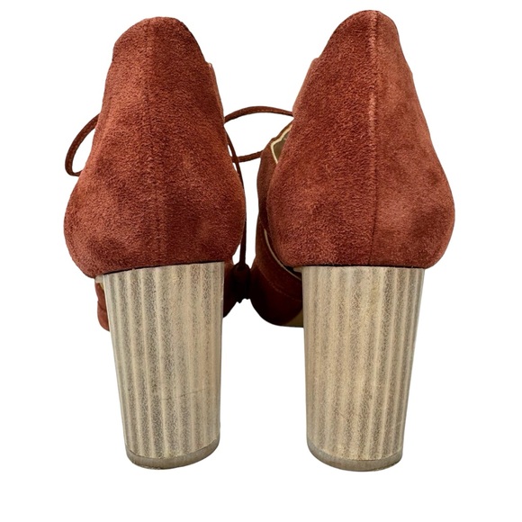 Sundance Catalog “Solana" terracotta suede leather heels w cutouts sz 38/US 7.5 - Picture 4 of 13